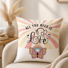 All You Need is Love Groovy Fjäril Kudde