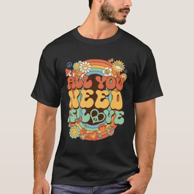 All You Need Is Love Hippie Costume Daisy Groovy R T Shirt (Framsida)