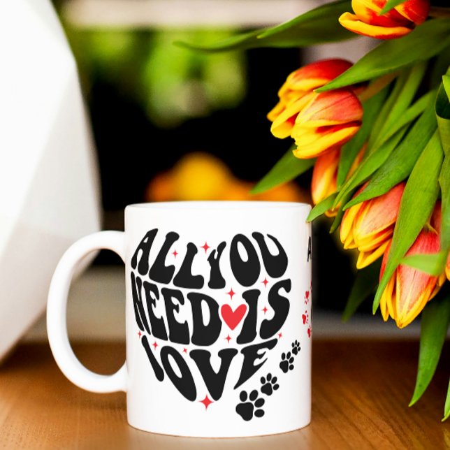 All You Need Is Love Husdjur Mugg (all you need is love pet coffee mugs funny dog cute cat animal lovers quote paw parents new pets cat)