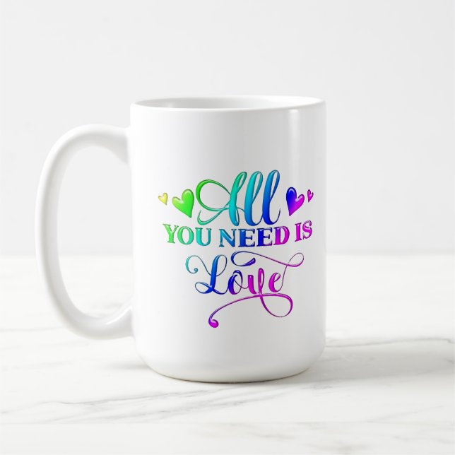 All You Need Is Love Inspirational Personalized  Kaffemugg (Vänster)