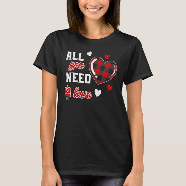 All You Need is Love Plaid Heart Valentine Day Boy T Shirt (Framsida)