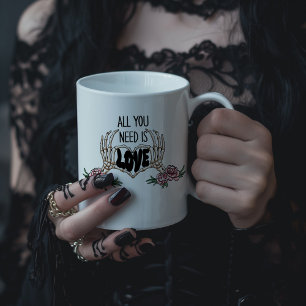 All You Need is Love Skelett Händer Jumbo Mugg