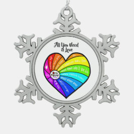 All You Need is Love Snöflinga Pewter Julgransprydnad