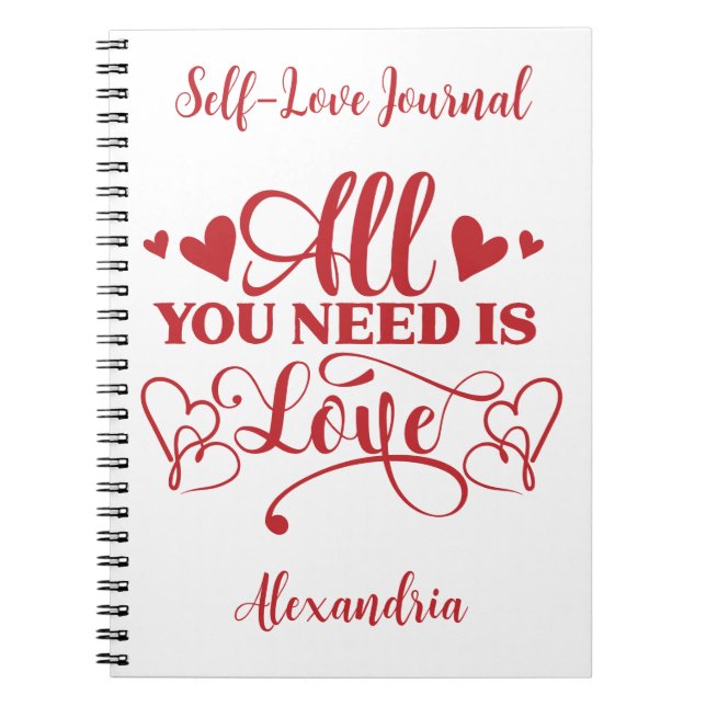 All You Need Is Love Typografi Journal Anteckningsbok (Framsidan)