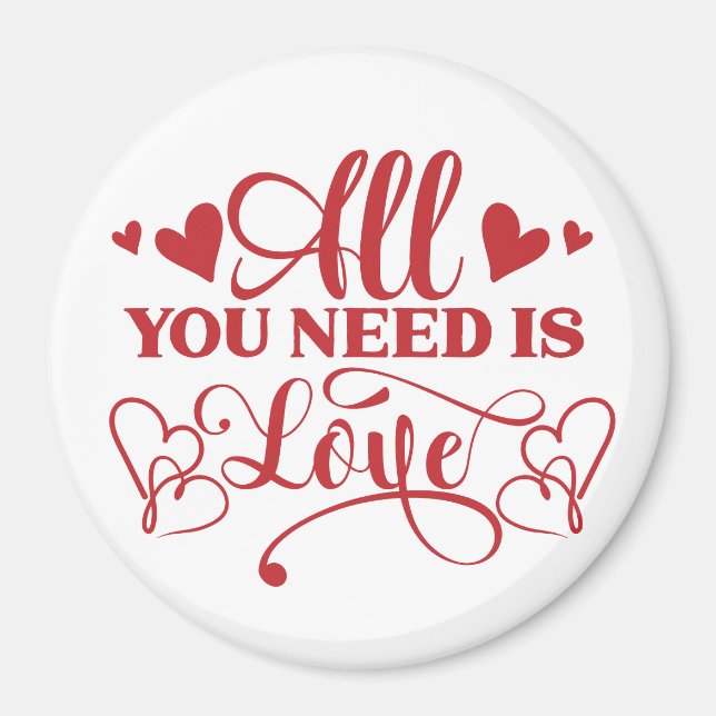 All You Need Is Love Typografi Magnet (Framsidan)