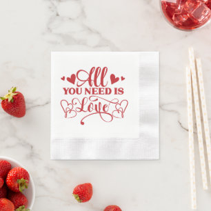 All You Need Is Love Typografi Pappersservetter