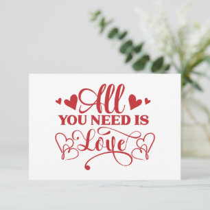 All You Need Is Love Typografi Platt Kort