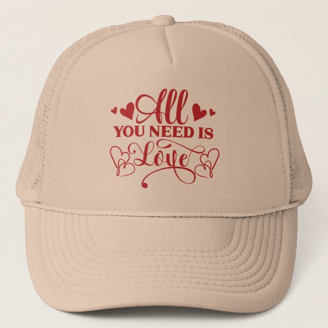 All You Need Is Love Typografi Truckerhatt Keps (Framsida)