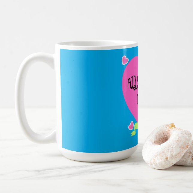 All You Need Is Love – Valentine Heart Design Kaffemugg (Med munk)