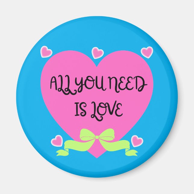 All You Need Is Love – Valentine Heart Design Magnet (Framsidan)