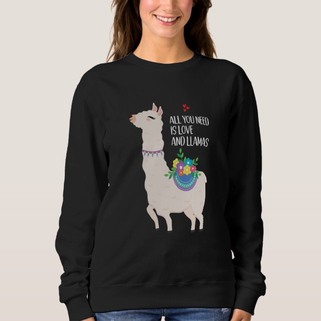 All You Need Is Love Valentine's Day Llama T Shirt (Framsida)