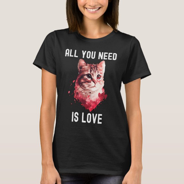 All you need is love with heart Animal Valentine's T Shirt (Framsida)