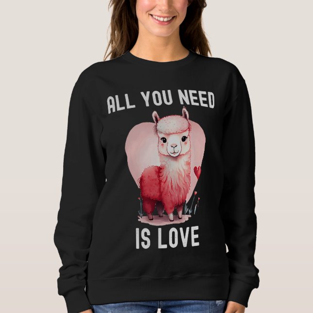 All you need is love with heart Llama Valentine's  T Shirt (Framsida)