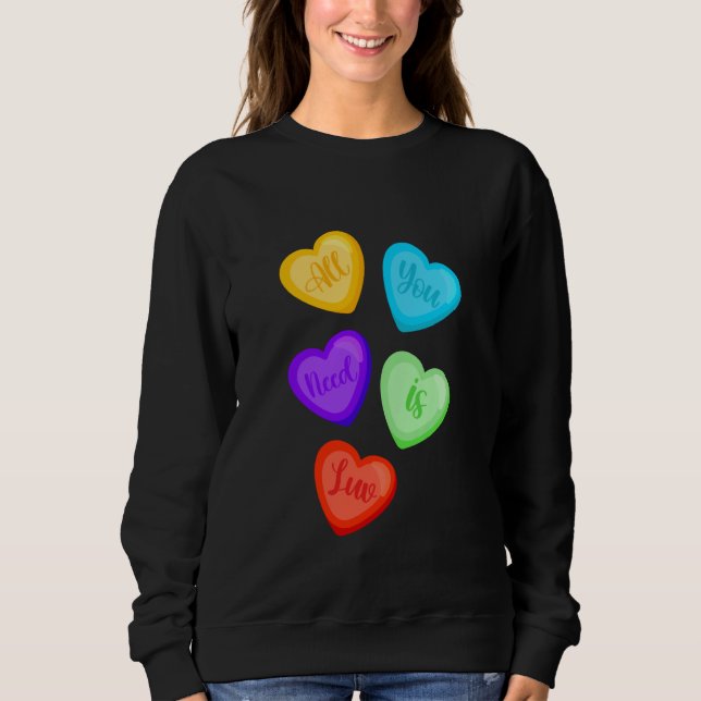 All You Need Is Luv Hearts Godis Kärlek T Shirt (Framsida)