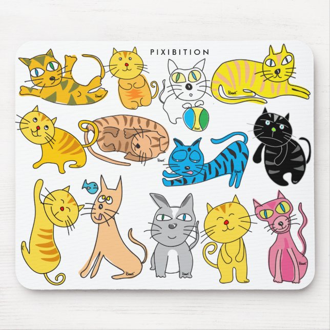 Alla 13 katterna i en Mousepad Musmatta (Framsidan)