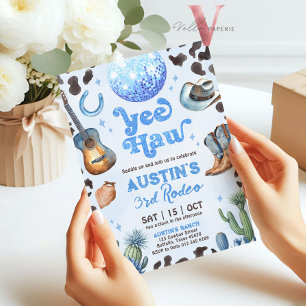 ALLA AGE RODEO Cowboy Blue Birthday-inbjudan Inbjudningar