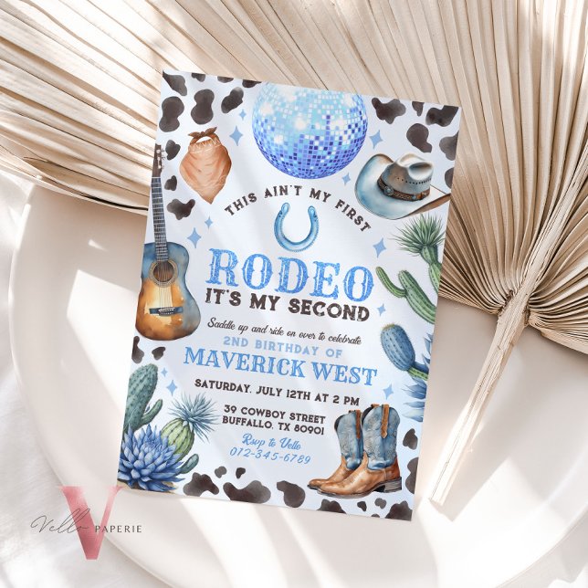 ALLA AGE RODEO Cowboy Blue Black Birthday Inbjudningar (Skapare uppladdad)