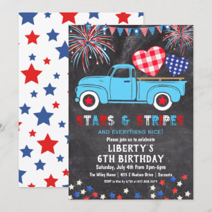 ALLA ÅLDER - 4:e Juli Födelsedagsinbjudan Inbjudningar