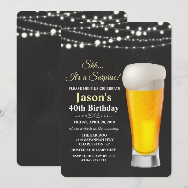 ALLA ÅLDER - Bjud från Ljus på födelsedagsinbjudan Inbjudningar (Fram/baksida)