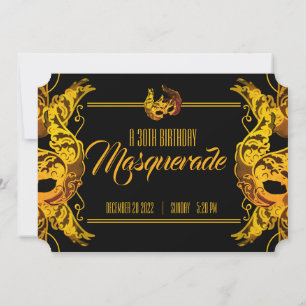 ALLA ÅLDER guld BIRTHDAY MASQUERADE biljett Inbjudningar