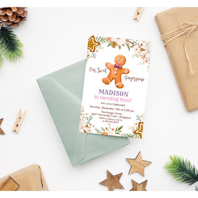 ALLA ÅLDER - Vintage Gingerbread Födelsedagsinbjud Inbjudningar (Skapare uppladdad)
