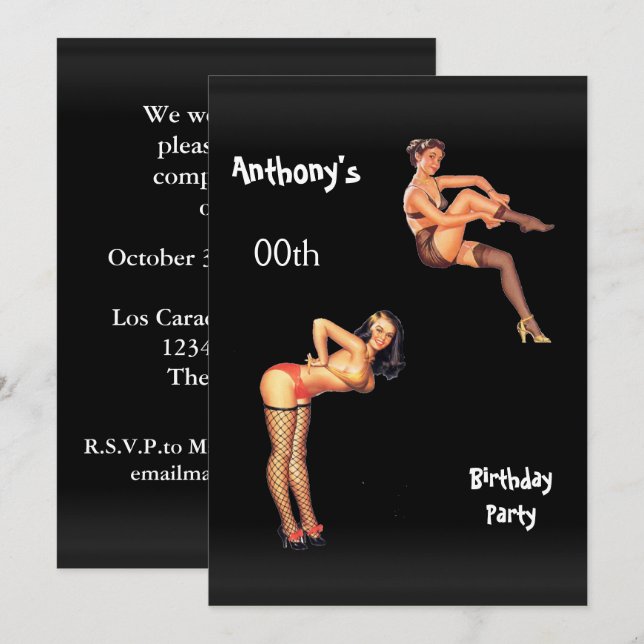 Alla ålders Manar-Födelsedagsfester Inbjudningar (Fram/baksida)