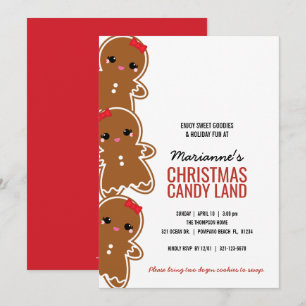 ALLA ÅLDRANDE flickor CHRISTMAS GINGERBREAD Candyl Inbjudningar