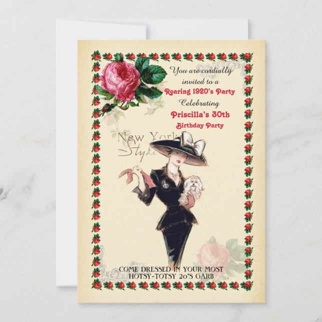 alla åldrar,60:e, Födelsedagsfest kvinna,Gatsby st Inbjudningar (Framsida)