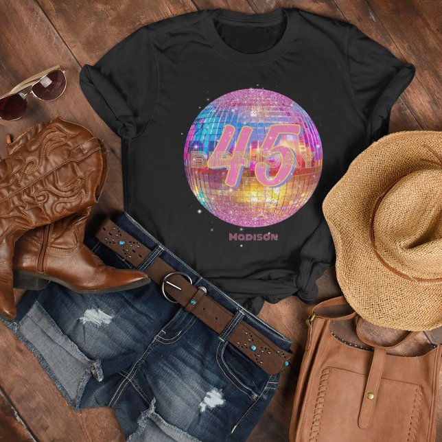 Alla åldrar Födelsedag Retro Varmrosa Diskokula T Shirt (Skapare uppladdad)