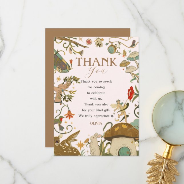 Alla åldrar Mushroom Forest Fairy Flicka Tack Kort (Fram/Back In Situ)