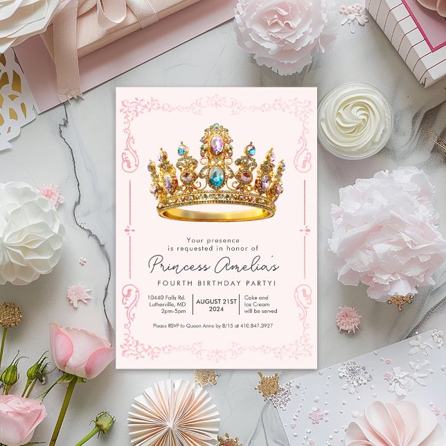 ALLA ÅLDRAR - Prinsessans Kronas Sagobirthday Inbjudningar (Skapare uppladdad)