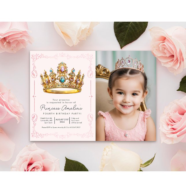 ALLA ÅLDRAR - Prinsessans Kronas Sagobirthday Inbjudningar (Skapare uppladdad)