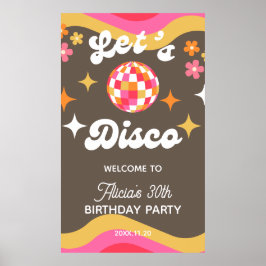 Alla åldrar Retro Groovy 70s Låt oss Disco Birthda Poster
