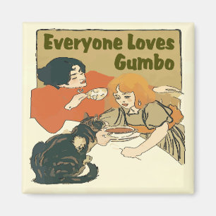 Alla älskar den gumbo-, vintageflickan och magnet