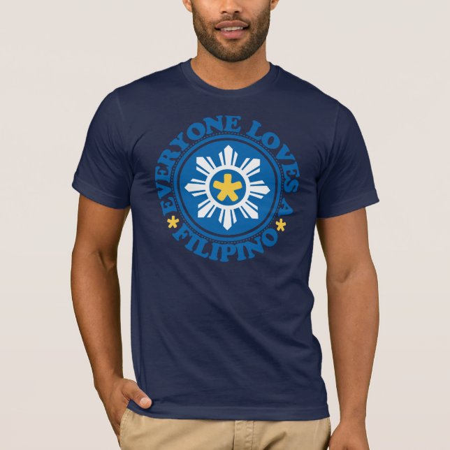 Alla älskar en filippin - blått tee (Framsida)