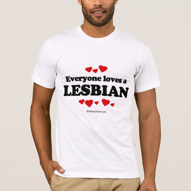 Alla älskar en lesbisk t shirt (Framsida)