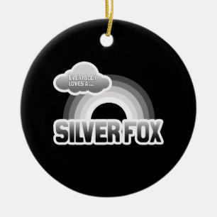 Alla älskar en silverräv julgransprydnad keramik
