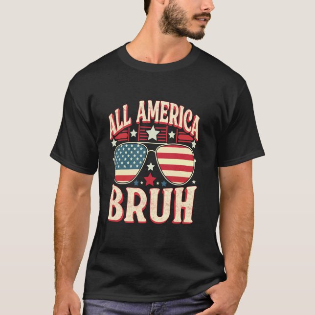 Alla amerca Bruh-glas - USA flagga 4 juli 1944 T Shirt (Framsida)