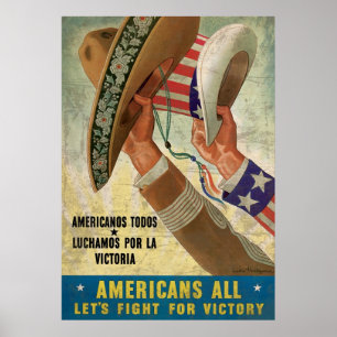 Alla amerikaner Låt oss kamp för seger Poster