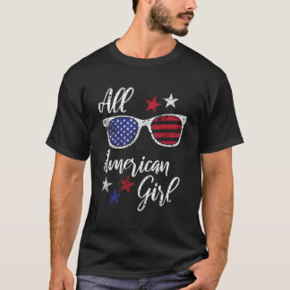 Alla amerikanska 4 juli Patriotic USA flagga Sungl T Shirt