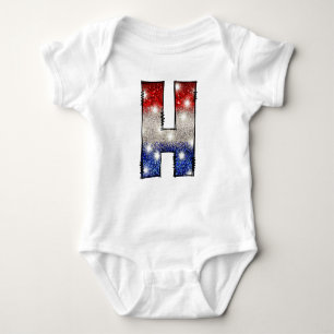 Alla amerikanska Baby Brev H - fjärde juli-USA T Shirt