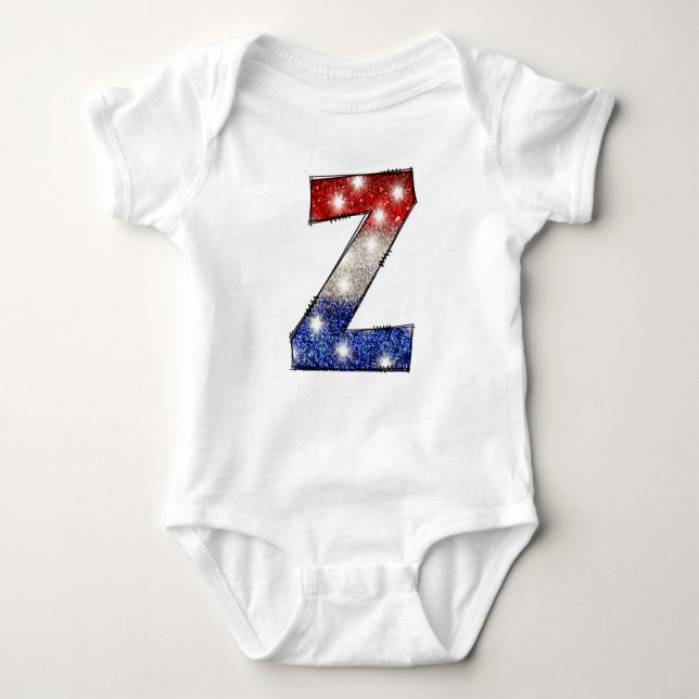 Alla amerikanska Baby Brev Z - 4:e juli USA T Shirt (Framsida)