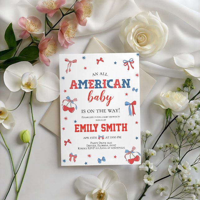 Alla Amerikanska Baby Shower Inbjudan Coquette (Skapare uppladdad)
