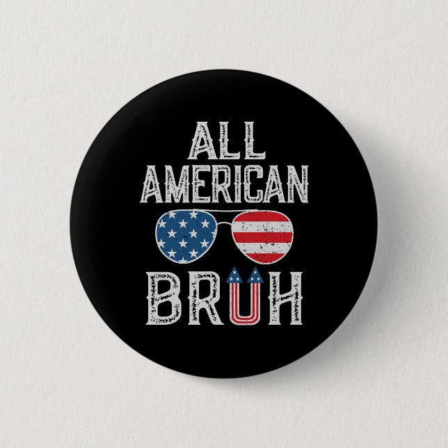 Alla amerikanska bruh 4:e juli Boys Patriotic Tonå Knapp (Framsida)