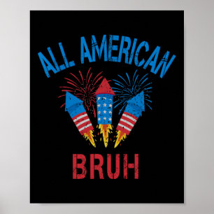 Alla amerikanska bruh 4:e juli Boys Patriotic Tonå Poster