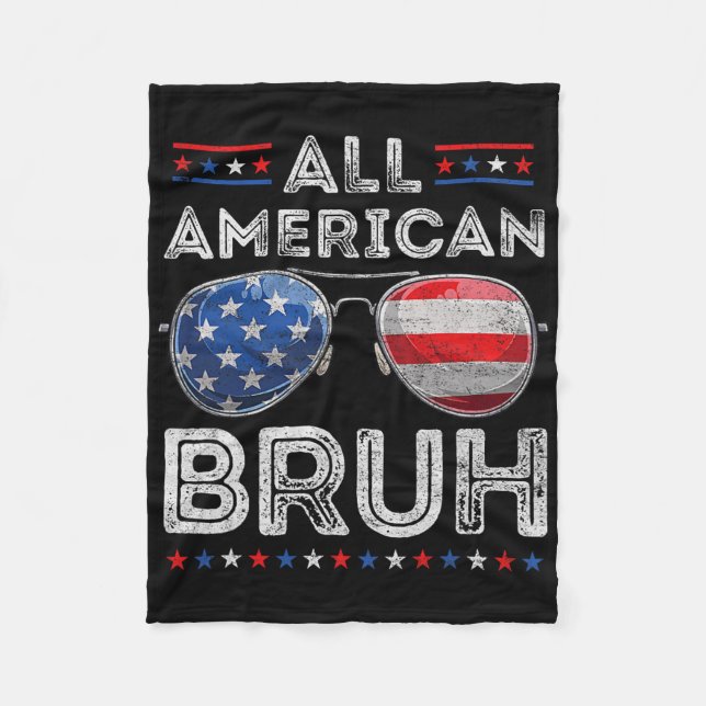 Alla amerikanska bruh 4:e juli boys Patriotic USA  Fleecefilt (Framsidan)