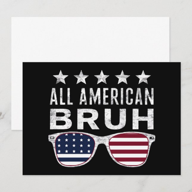Alla amerikanska Bruh Sunglasses Funny 4 juli Inbjudningar (Fram/baksida)