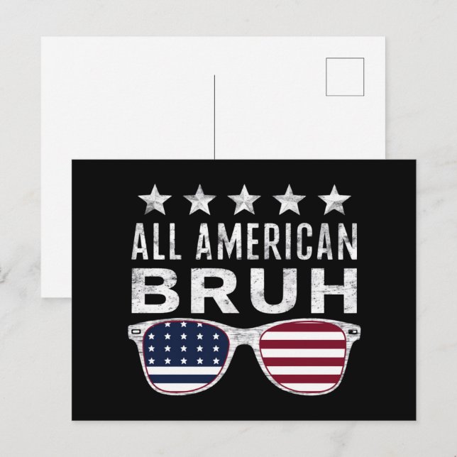 Alla amerikanska Bruh Sunglasses Funny 4 juli Vykort (Fram/baksida)