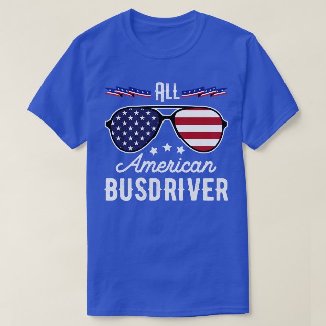Alla amerikanska busschaufförer 4:e juli Solglasög T Shirt (Design framsida)