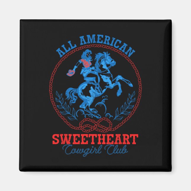Alla amerikanska Cowgirl-Klubben 4 juli W Magnet (Framsidan)